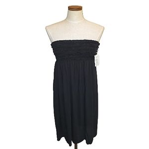 West Loop Strapless Ruffle Bust Smock Back Little Black Dress Medium NWT